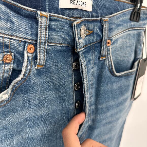 RE/DONE NWT 90's High Rise Ankle Crop in Classic Faded Blue // 26 - Picture 6 of 12